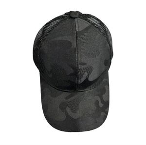 Black Out Camo Ponytail Mesh Baseball Cap Breathable Adjustable Hat